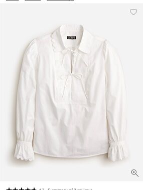 J. Crew White Popover Blouse with Front Bows